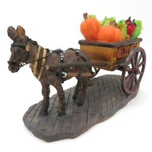 Vintage Lemax Donkey with Produce Cart Village Figurine Harvest Market Scene